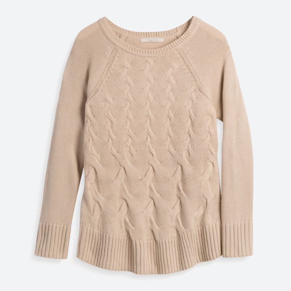 Beautiful tan cableknit sweater by 41 Hawthorne from StitchFix